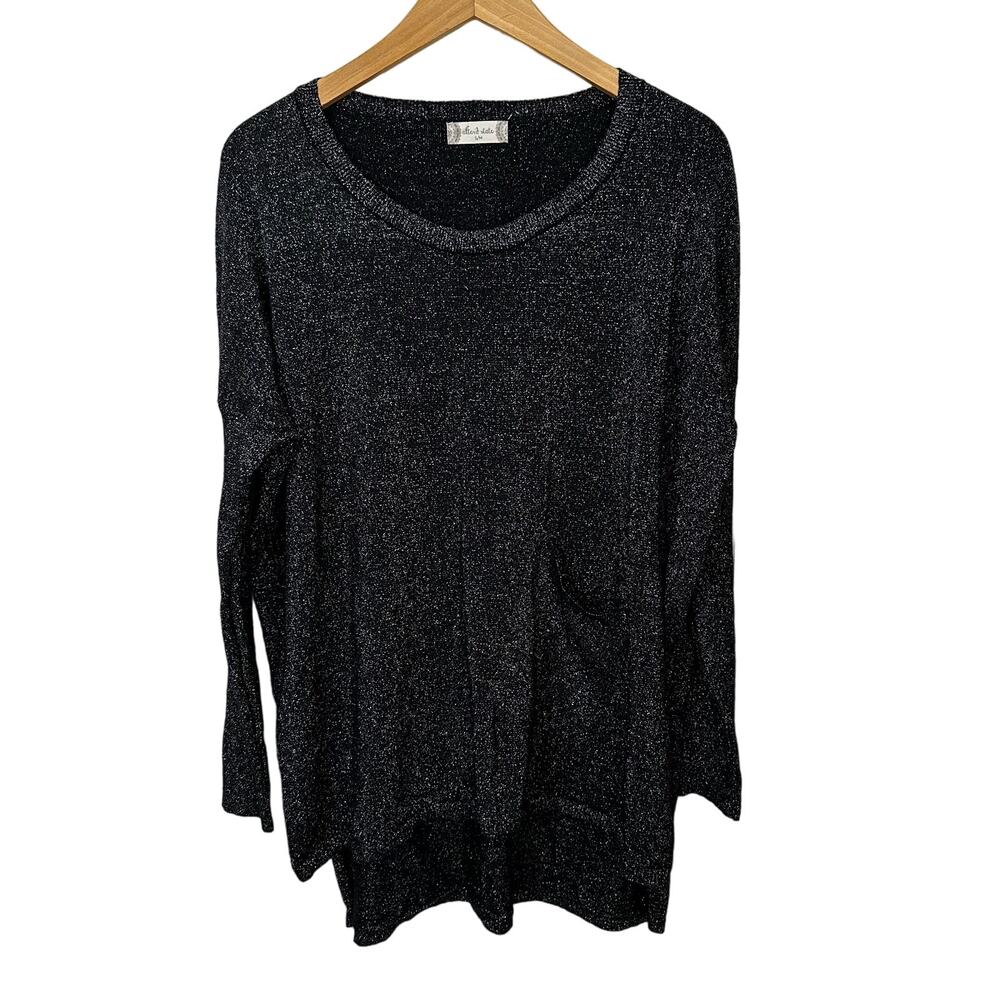 Altar'd State Top Size S/M Black Silver Thread Long Sleeve Holiday Party Pocket